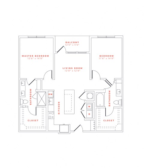 2 Bedroom/2 Bathroom apartment home